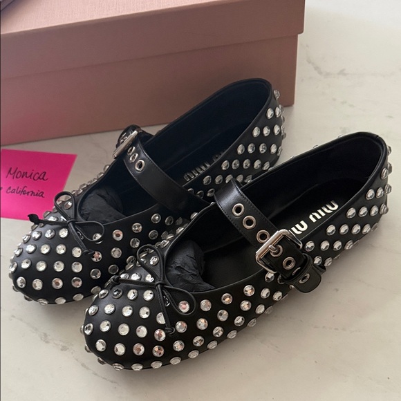 Miu Miu Rhinestone Ballerinas - Picture 2 of 13